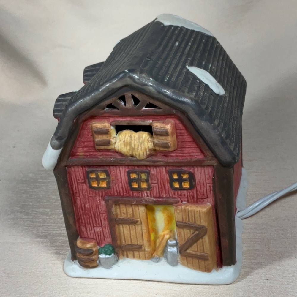Porcelain Lighted Hay Barn